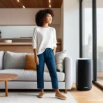 Home 8 음성 인터페이스 설계를 위한 디자인 패턴 - **Prompt: Seamless Voice Interaction in a Modern Home**
"A diverse adult, casually dressed in st...