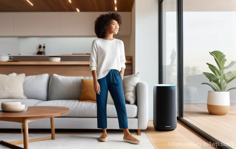 음성 인터페이스 설계를 위한 디자인 패턴 - **Prompt: Seamless Voice Interaction in a Modern Home**
    "A diverse adult, casually dressed in st...