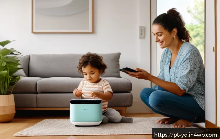 음성 인터페이스의 사용자 요구 조사 방법 - A modern Brazilian family living room scene with a middle-aged woman using a smart voice assistant d...